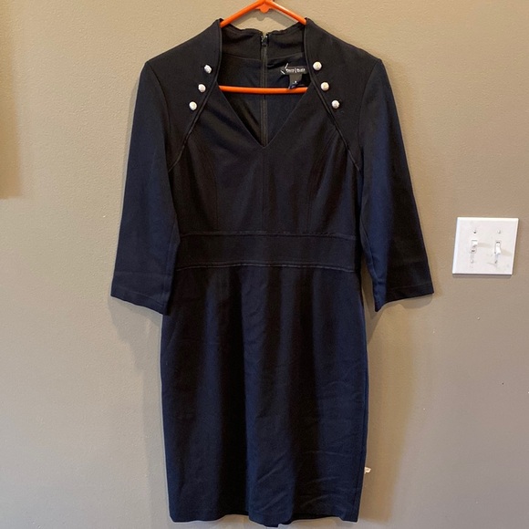 White House Black Market Dresses & Skirts - BOGO SALE 🎉 WHBM High Collar black Ponte Dress Silver Button Accents size 8